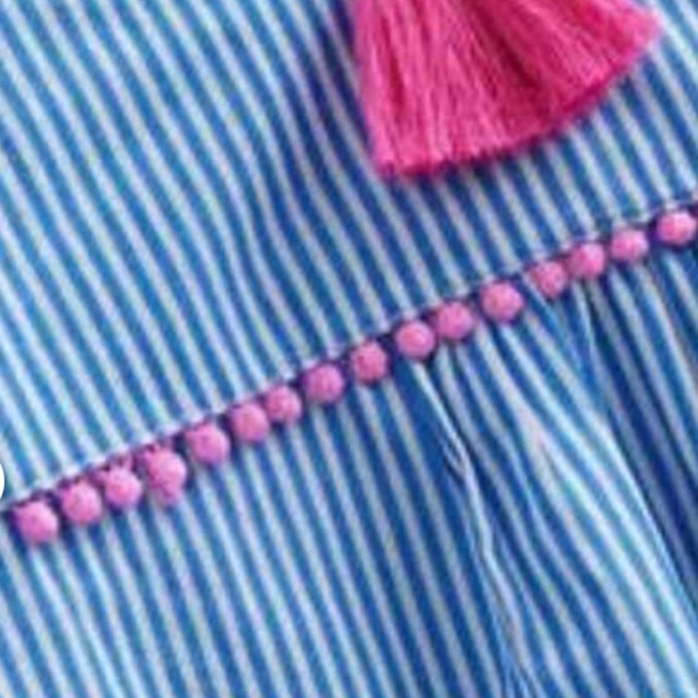 Mini Boden Girls' Striped Floral Embroidered Kaftan in Blue MIx EUC Tunic/Dress - Picture 4 of 16